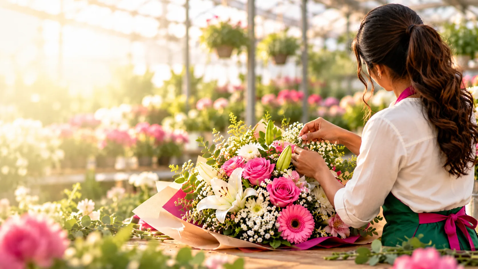 Careful flower arranging