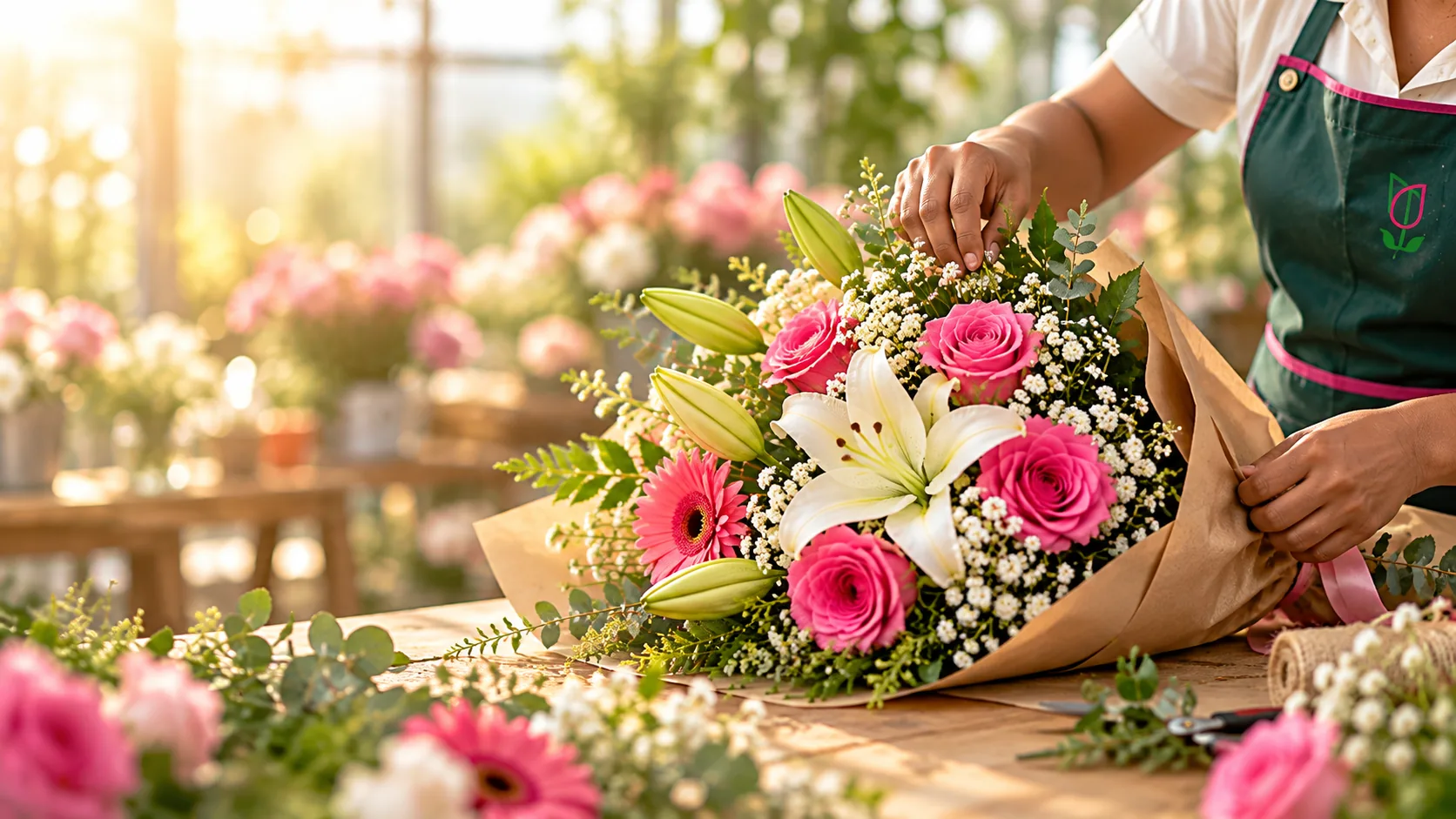 Pink roses and flowers